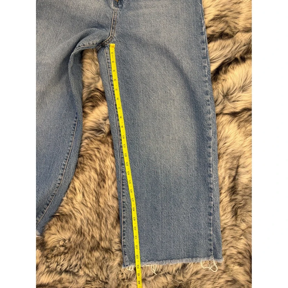 Habitual Denver Wide Crop Jeans Blue High Rise Braided Waist Raw Hem 10/30